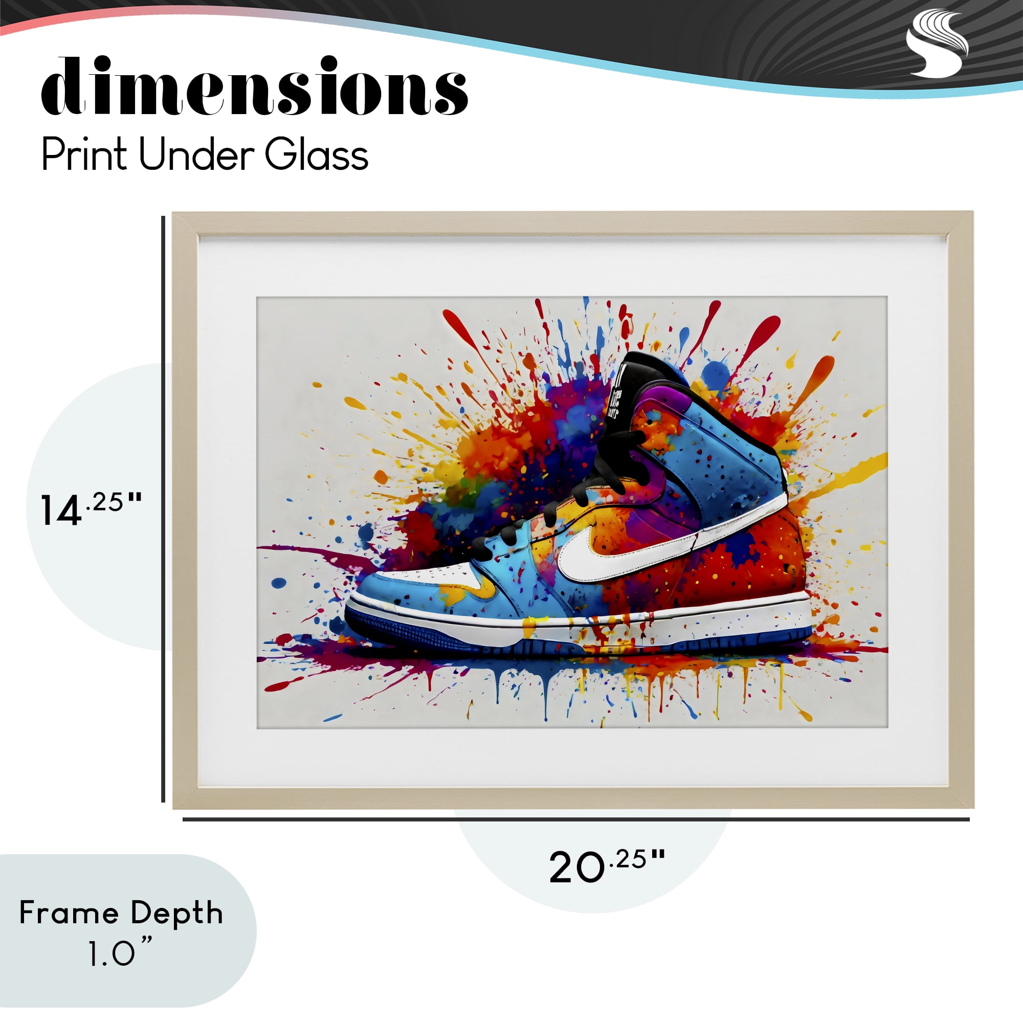 Stupell Industries Centric Sneaker Splash Birch Framed Print Under Glass, design by Creative Studio
