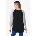 thumbnail image 2 of Woman Within Plus Size Three-Quarter Sleeve Baseball Tee, 2 of 6