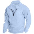 thumbnail image 2 of Dqueduo Men's Fashion Sweatshirt, Solid Long Sleeve Turndown Collar Casual Zipper Top Sweatshirt, Regular Length Men's Sweatshirt, 2 of 6