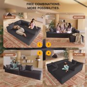 104" Cloud Sectional Couch with L-Shape Chaise, Sofa with Deep , Modern Oversized Fluffy Couch with Sleeper Chaise, Corduroy Sofas Bed, Minimalist Sofa Couches (Dark ) - Sectional Couch