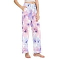 thumbnail image 2 of Dailycode Women's Pajama Pants Wide Leg Lounge Pj Bottoms With Pockets Sweet Watercolor Flower, 2 of 7