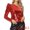 Red, variant on DARING DIVA Women's One Shoulder Puff Long Sleeve Shimmer Tops S Purple