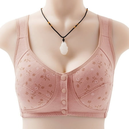 YEJIMAN Women Full Cup Print Thin Underwear Plus Size Front Button Wireless Sports Lace Bra Breast Cover Large Size Bras  Multi-color Women Underwear Cotton  Cotton Cotton Underwear For Women