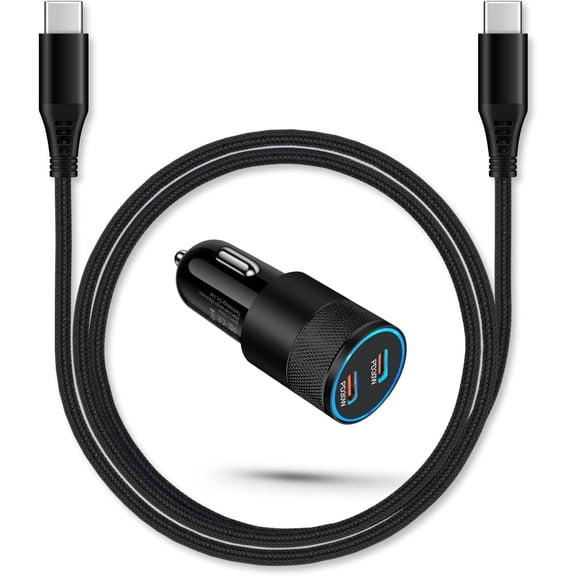 iPhone Air Super Fast USB C Car Charger for iPhone 17 16e 16 15 Pro Max, Car Lighter Adapter Pd C to C Cable Quick Charging Type C Cords Dual Port Usbc Cigarette Cargador Auto for Samsung S25 Ultra