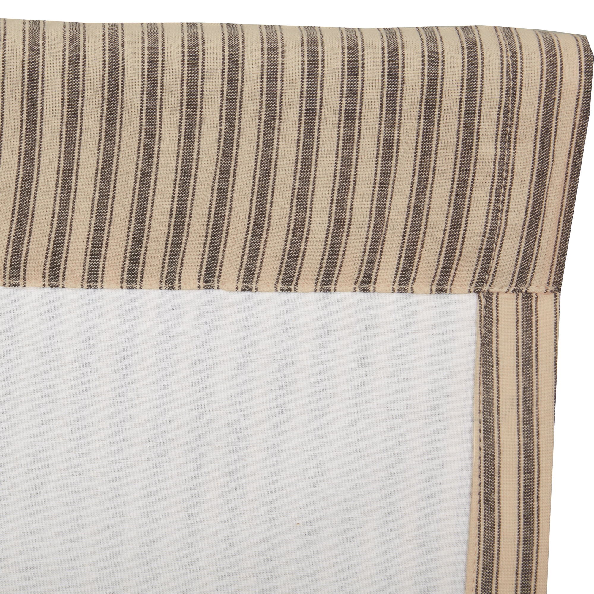 VHC Brands Sawyer Mill Charcoal Farmhouse Curtains for Kitchen Window Topper Linen Plaid Striped Patchwork Ruffled Light Filtering (Valance 19x72)