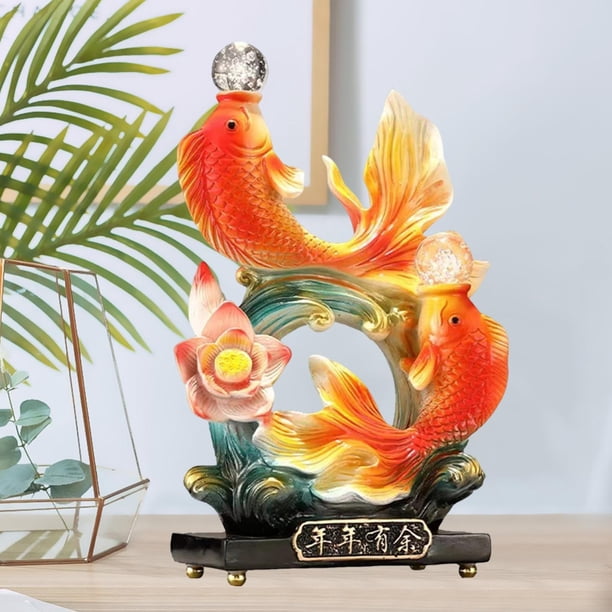Estatua de pescado chino feng shui carpa saltando figura de regalo resina koi escultura adorno de escritorio para la tienda de entrada de la oficina
