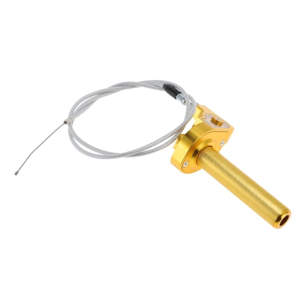 Agarre de Acelerador de 22mm Unique Bargains con 1 Cable de Acelerador Blanco de 120cm, Acelerador de Motocicleta de Aleación de Aluminio CNC para Manillar de 7/8" 22mm Tono Dorado