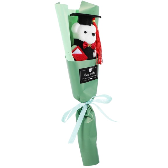 NICEXMAS Graduation Bear Bouquet in Bear Shape Green - 1 Set Decorative Gift for Graduates Celebration