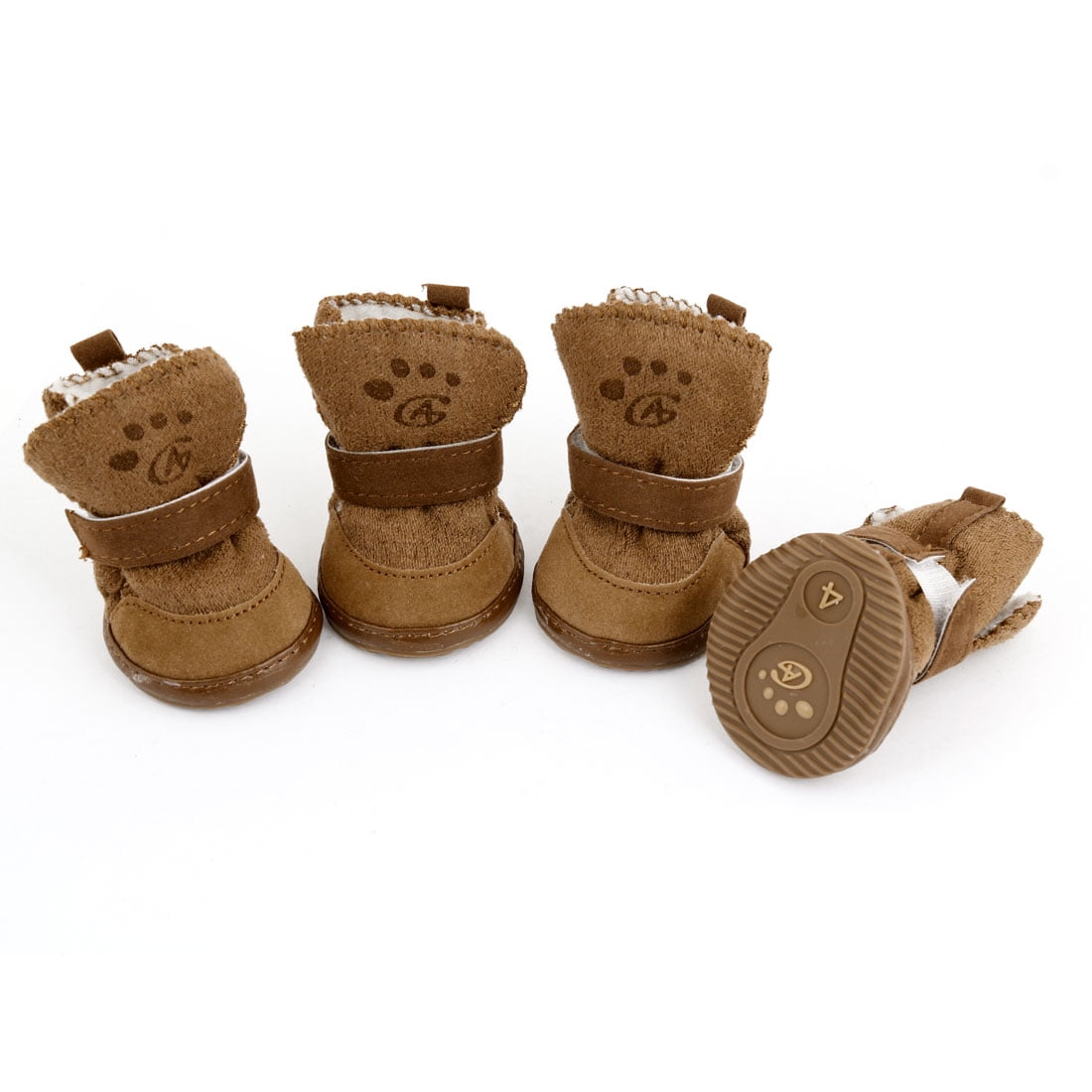 Brown Hook Loop Closure Booties Pet Dog Chihuahua Shoes Boots 2 Pair