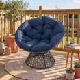 thumbnail image 4 of Gymax 360-Degree Swivel Papasan Chair Round Wicker Lounge Chair w/Thick Cushion&Metal Frame Navy Blue, 4 of 10