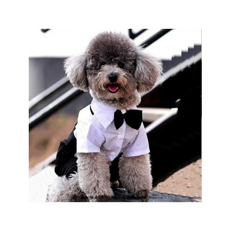 Funcee Small Dog Pet Tuxedo Bow Tie Suit Coat Clothes Puppy Cat Costume Jumpsuit