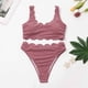 thumbnail image 2 of Traje de baño dividido cómodo de color sólido con correas elegantes para mujer Conjunto de ropa de playa Bikini OAVQHLG3B Store  lin121212, 2 of 4