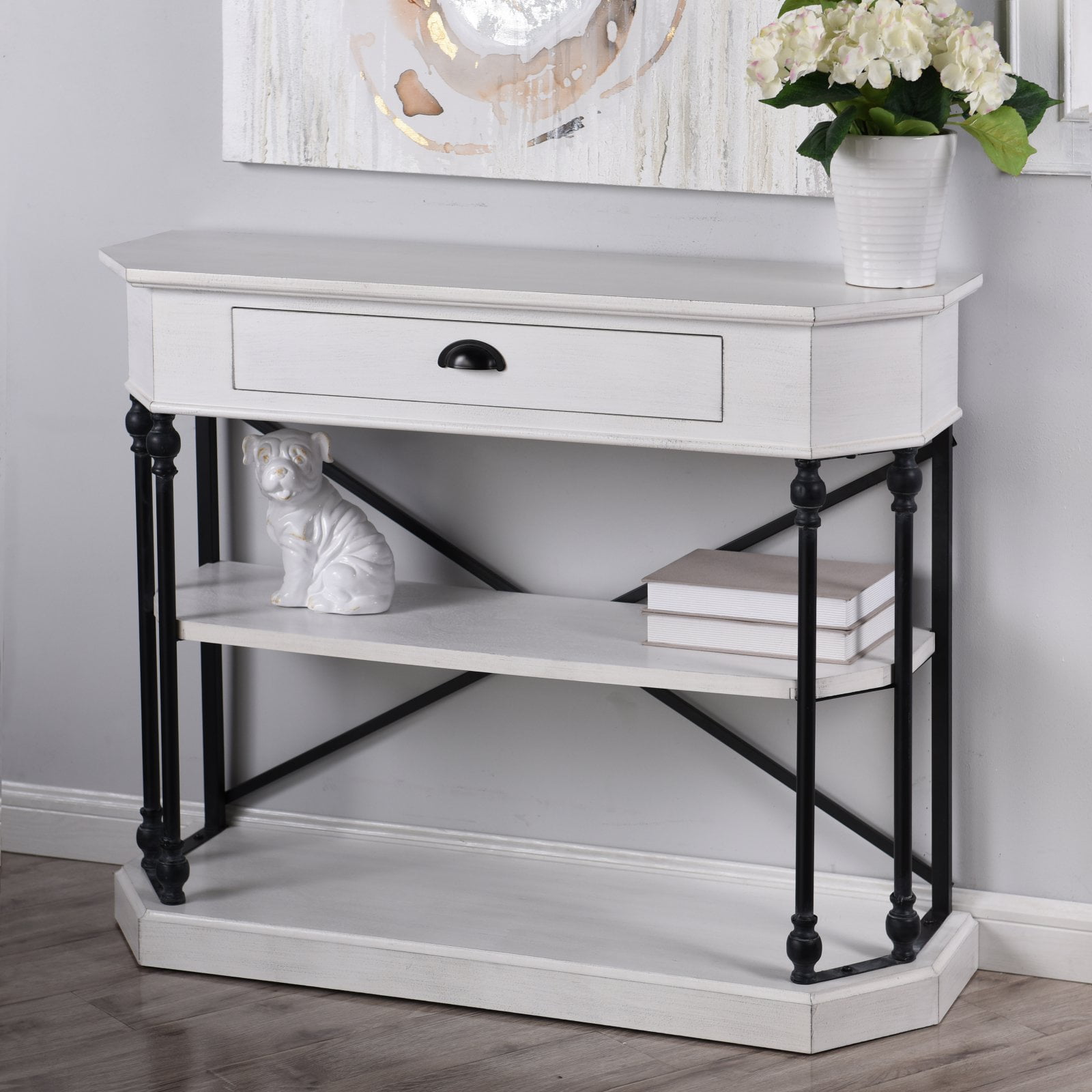 Black corner console table discount