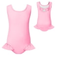 thumbnail image 4 of TOWED22 Girls Criss Cross Back One Piece Bathing Suit Floral Ruffles Bow Adjustable Straps Swimsuit Pink,13-14 Y, 4 of 4