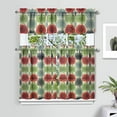 thumbnail image 2 of 3 PCS Kitchen Curtains Set with Apple Print - Red Green Cute Cartoon Fruit Pattern Design, Semi-Sheer Farmhouse Tier Curtains & Valance for Small Windows, Rod Pocket Window Treatment Panels, 2 of 4