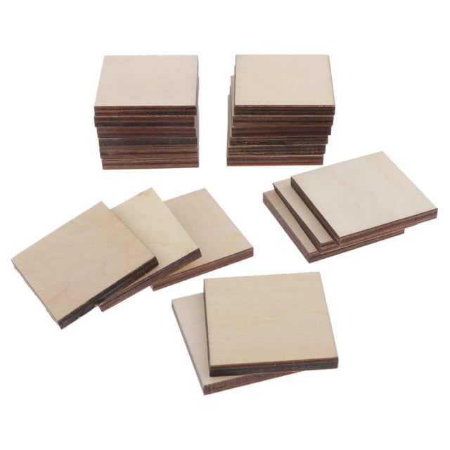 30 pcs Mini Astillas de para Manualidades de Pirograbado, Maquetas de Construcción, Maquetas de Aviones. 30mm perfecl Pieza de madera cuadrada sin terminar