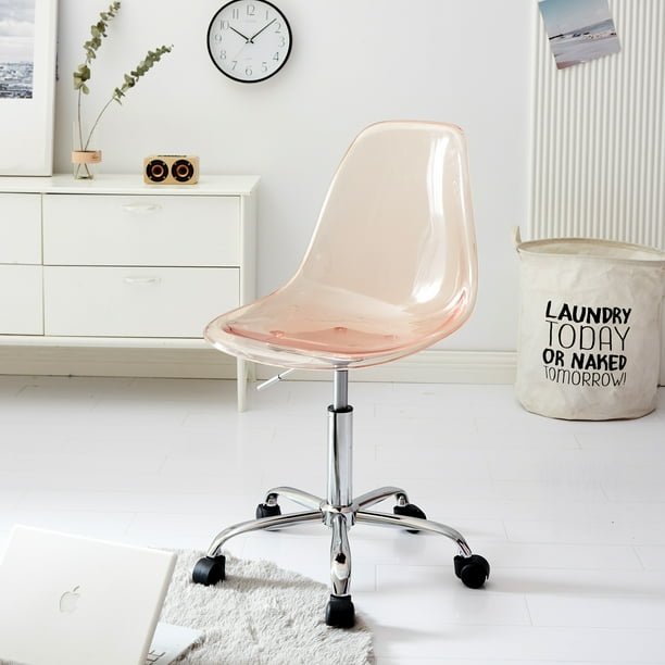 Urban Shop Blush Acrylic Rolling Office Chair