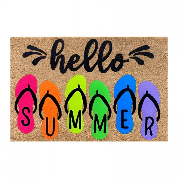 DERONA Welcome Mats for Front Door Summer Theme Doormat Hello Summer Door Mat Indoor Entrance 16X24In Summer Door Mats Coir Door Mat Home Gifts for Housewarming Outside Door Mats for Home Entry Floor