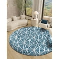thumbnail image 3 of Unique Loom Matrix Trellis Collection Area Rug - Geometric (7' Round Blue/Light Blue), 3 of 10