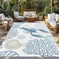 thumbnail image 2 of Teal Blue Coastal Outdoor Rug 6x9 Ft - Reversible Patio Rug Outdoor Camping Rugs, Summer Lobster Coral Nautical Washable Indoor Outdoor Area Rugs, Non-Slip Outdoor Carpet Runner for Deck/Porch, 2 of 8