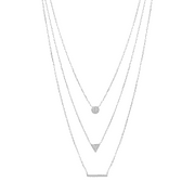 Mystigrey Victoria .925 Sterling Silver Plated Rhodium Necklace for Girls and Women with 3 Strands