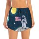 thumbnail image 2 of Balery Astronaut With USA Flag Pantalones cortos deportivos para mujer con forro y dos bolsillos, elásticos, para entrenamiento, gimnasio, yoga-Large, 2 of 7