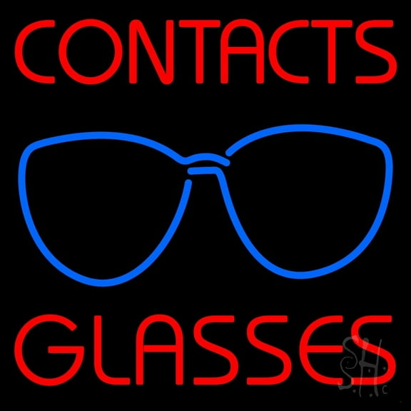 Contact Glasses LED Neon Sign 16 x 16 - inches, Black Square Cut Acrylic Backing, with Dimmer - Bright and Premium built indoor LED Neon Sign for Defence Force.