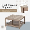 thumbnail image 4 of 31.5 Inch Square Coffee Table with Bottom Storage Shelf, Modern Farmhouse Style Living Room Office Accent Table Furniture, Beige, 4 of 8
