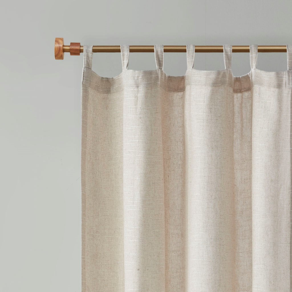 MAYEERTY Faux Linen Curtain Panel - Tab Top, Fleece Lined, Single