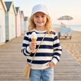 thumbnail image 6 of Resicozy Striped Crew Neck Sweatshirt for Kids Oversized Fleece Pullover Boys Girls Long Sleeve Warm Shirts Casual Lightweight Clothes 3-13 Years Navy 110, 6 of 8