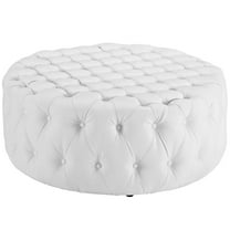 Modway Amour Modern Upholstered Vinyl and Solid Wood Ottoman in White