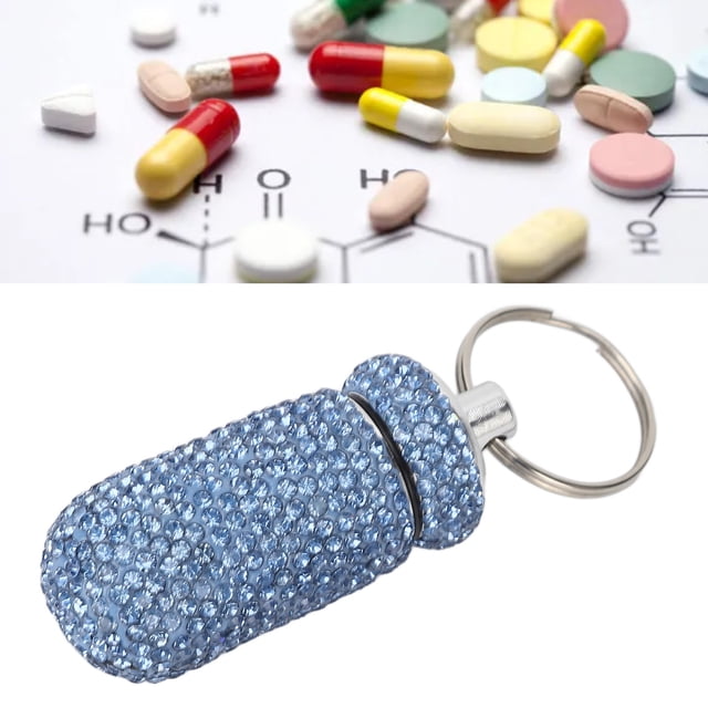 Capsules Box, Delicate Rhinestone Medicine Bottle Shiny Keyring for Vitamins for Patient
