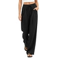 thumbnail image 2 of Kezqiaxn Summer Pants for Women Stretchy Elastic Waist Drawstring Loose Casual Trousers with Pockets Fashion Clothing, 2 of 6