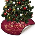 thumbnail image 5 of Coolnut Merry Christmas Red Christmas Tree Mats Waterproof Tree Skirt, Deer New Year Winter Xmas Tree Stand Tray Mat Floor Protector Pad for Holiday Party Decoration, 28.3", 5 of 6