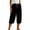 *Black, variant on Women's Cotton-Linen Drawstring Capri Pants , Wide Leg Cuffed Casual Pants For Women , Ladies' Summer Beach Boho Trousers with Pockets,Army Green,S-2XL