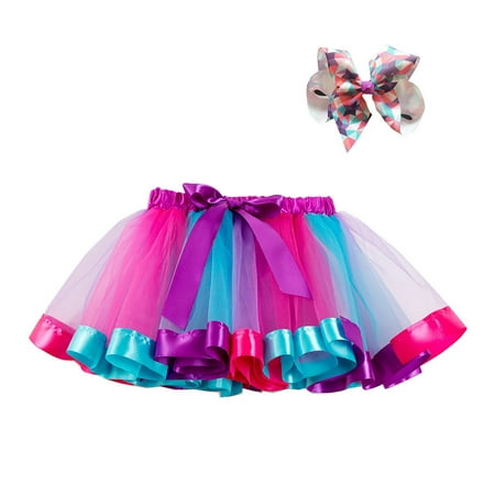 

QWERTYU Infant Baby Toddler Child Children Kids Rainbow Skirt 季节 袖型 Tutu Dress Bow Skirts for Girl 2Y-11Y M