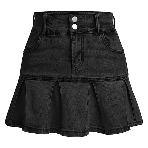 WTXUE Denim Skirt, Women's Cowboy Fishtail A-Line Skirt High Short Skirt, Wrap Skirt, Black Mini Skirt, Black L