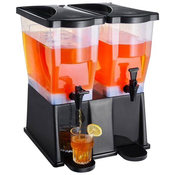 KFFKFF Beverage Dispenser, Dual 3-Gallon, Durable Plastic Construction with Stand, Spigot, and Lid, Ideal for Serving Iced Tea, Juice, and Waterfor Restaurants, Hotels, and Gatherings
