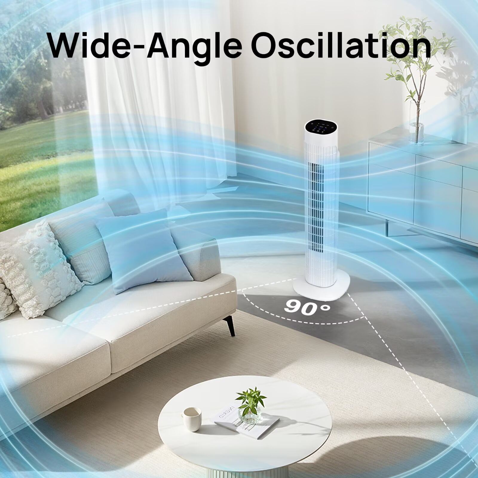 Tower Fan for Bedroom, 31" Oscillating Electric Fan with Remote, 3 Modes, Quiet Fan for Home, Office(White)