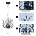 thumbnail image 4 of More Change 3-Light Vintage Crystal Branch Black Chandeliers Farmhouse Hanging Pendant Fixture for Closet,Entryway,Living Room,Dining Room, 4 of 15