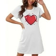 thumbnail image 4 of yillto Women Nightgown Short Sleeve Sleepshirt Crewneck Heart Graphic Sleepwear Nightshirts Pajama Dress, 4 of 5
