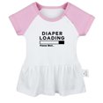 thumbnail image 1 of Diaper Loading Please Wait Funny Dresses For Baby, Newborn Babies Skirts, Infant Princess Dress, 0-24M Kids Graphic Clothes (Pink Raglan Dresses, 6-12 Months), 1 of 4