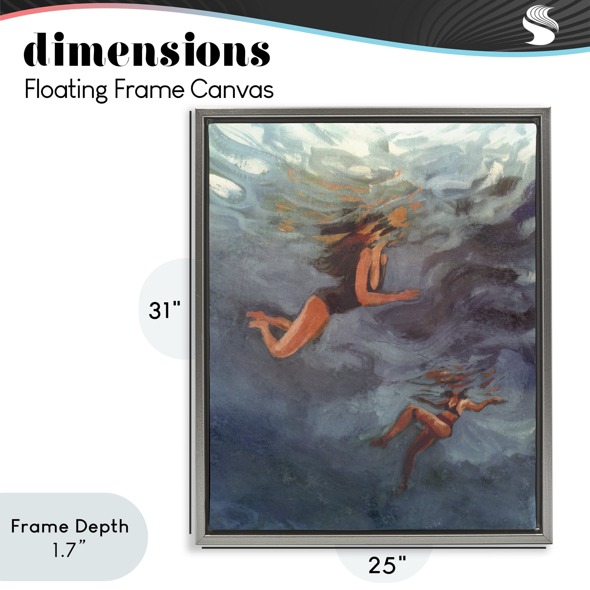 Stupell Industries Underwater Summer's Dance Gray Framed Floater Canvas Wall Art, design by Victoria Barnes