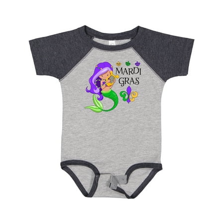 

Inktastic Mardi Gras Mermaid with Harp and Beads Gift Baby Boy or Baby Girl Bodysuit