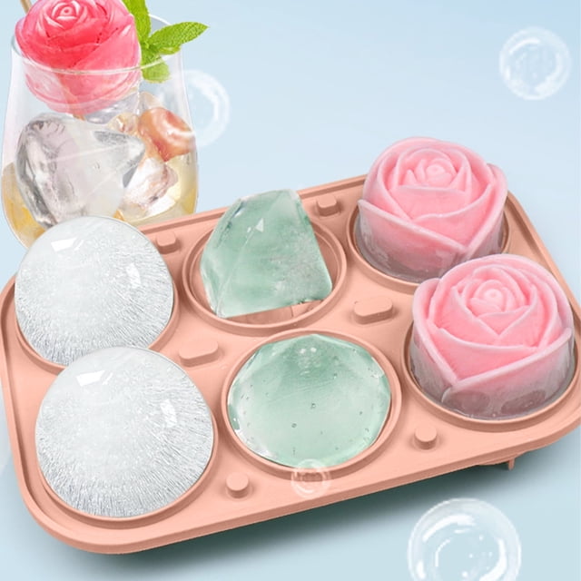 YLOMAY ofrece bandejas grandes para cubitos de hielo, moldes de silicona para cubitos de hielo, para varios tipos de vino y bebidas, para realzar el sabor, para whisky y cócteles, 6 bolas de hielo.