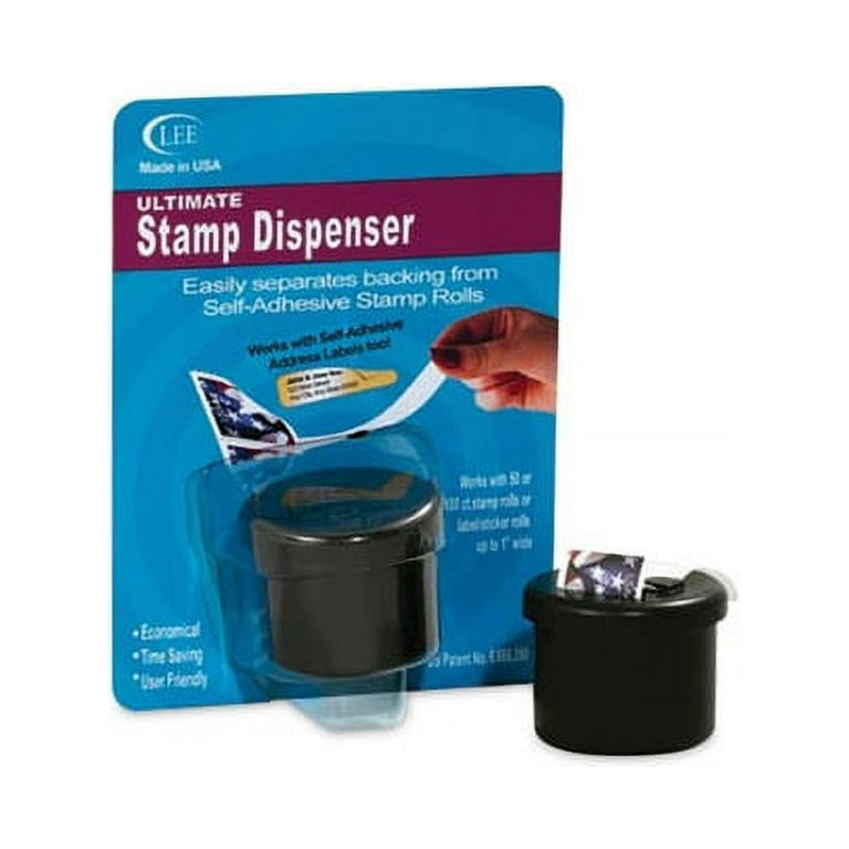 Ultimate Stamp Dispenser One 100 Count Roll, Black, Plastic, 2 Dia. X 1  11/16