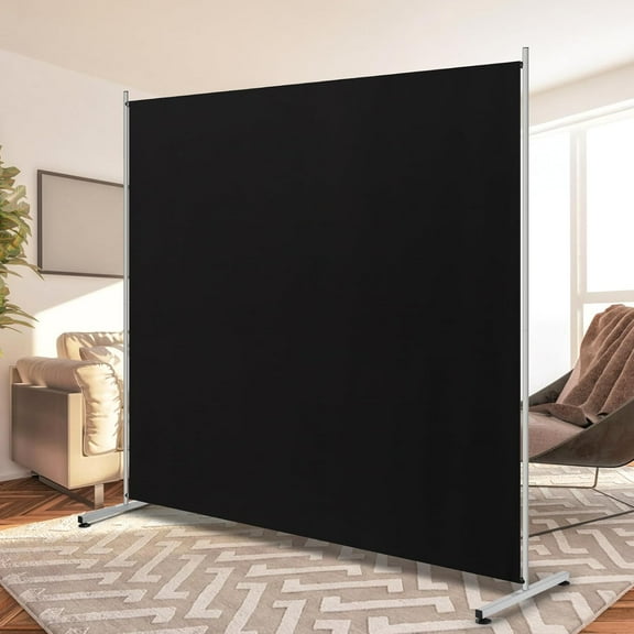 Single Large Panel Room Divider, Privacy Screen for Office, Partition Separators, Freestanding Divider 71''W x 71''H, Black