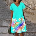 thumbnail image 3 of Vestido de verano para mujer con estampado 3D de Lilo y Stitch de Disney, cuello en V, elegante, informal, hasta la rodilla, estampado hawaiano para playa, nuevo, 3 of 5