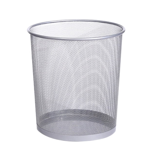 Cesto de basura de malla metálica Cesto de basura redondo para sala de estar Cesto de basura de gran capacidad Sin tapa Oficina Hogar
