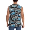 thumbnail image 4 of Lsque Blue Excavator Print Men's Cotton Blend Sleeveless Muscle Shirts (S-3XL)- Moisture Wicking, Odor Protection, UPF 30+,Medium, 4 of 8
